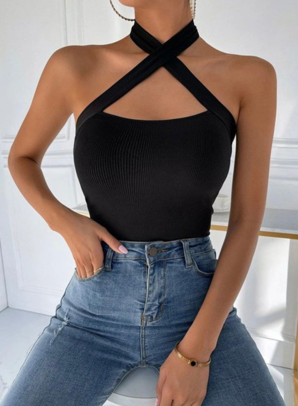Halter Cross Tank Top