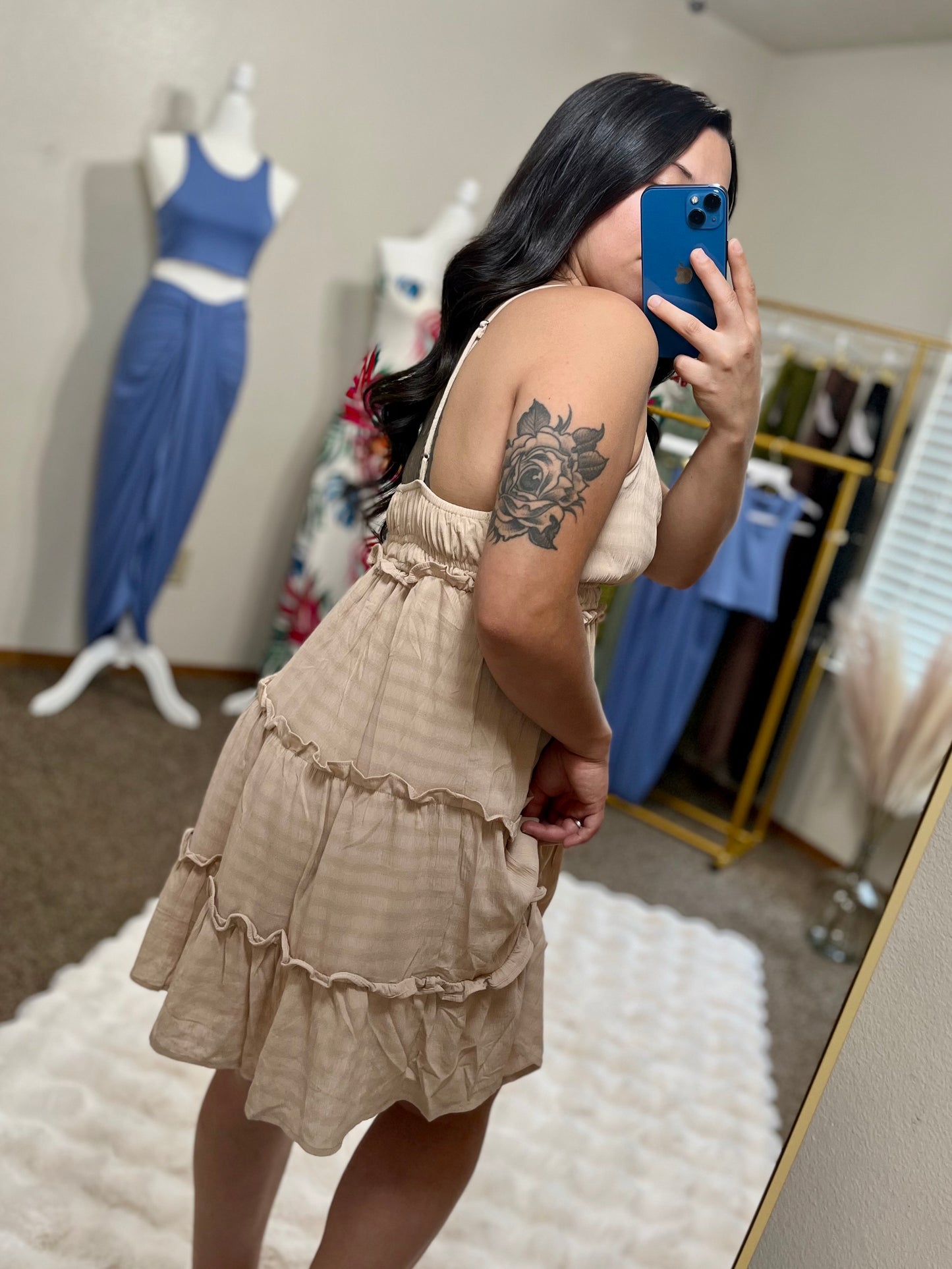 Beige Short Dress