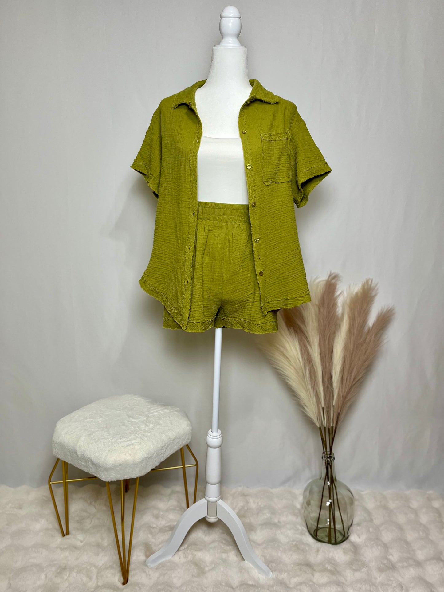 Summer Button Up Short Set