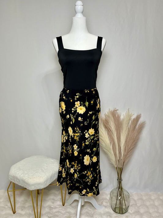 Black Floral Skirt