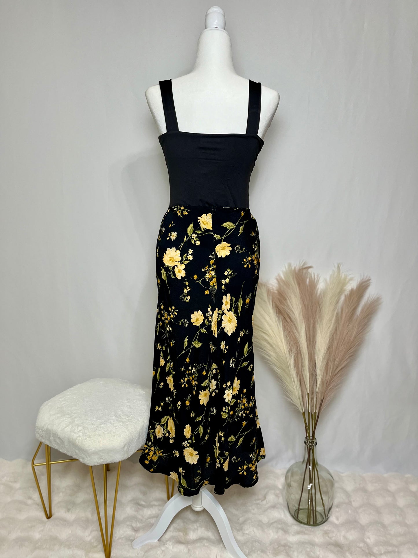Black Floral Skirt