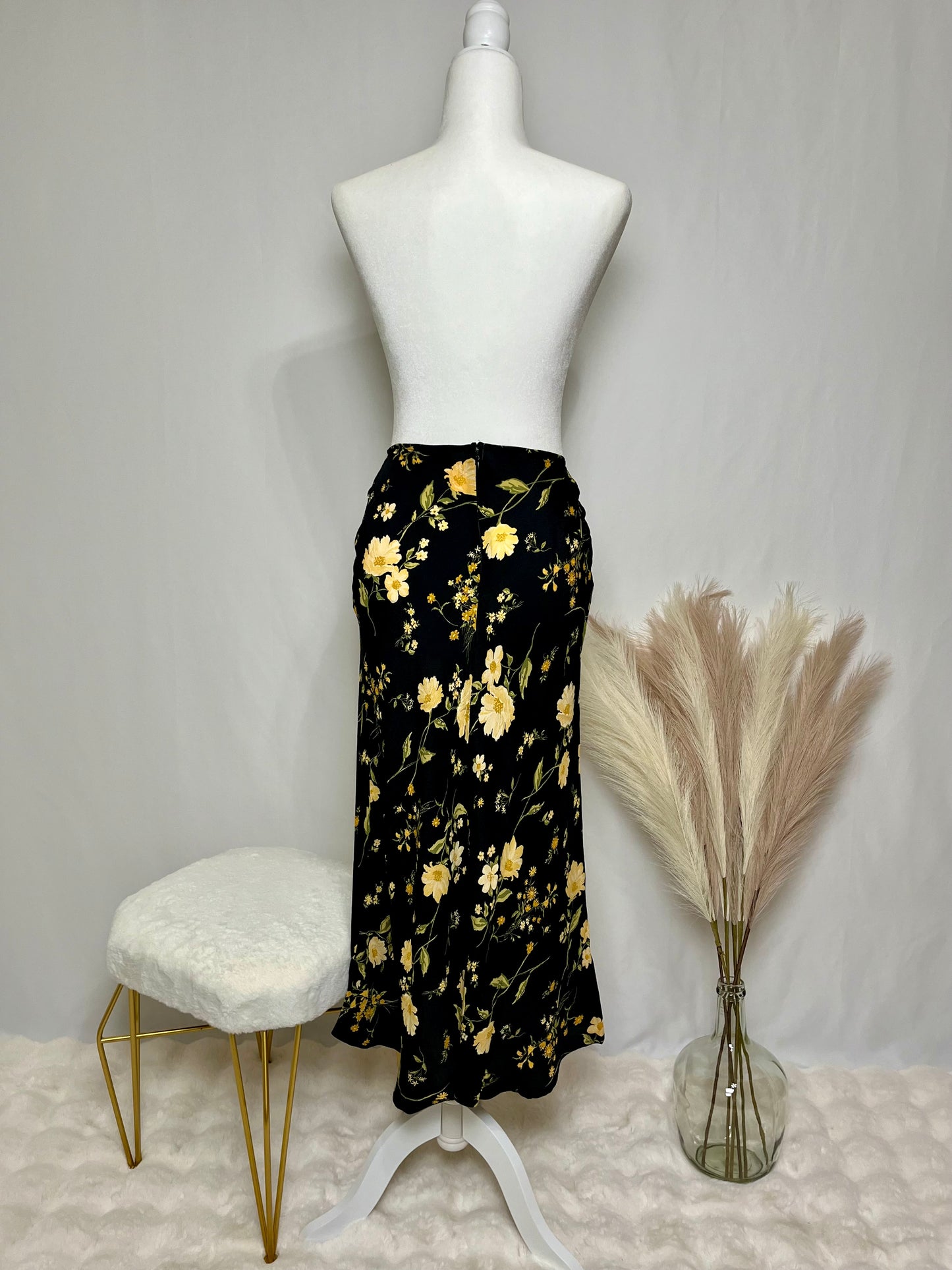 Black Floral Skirt