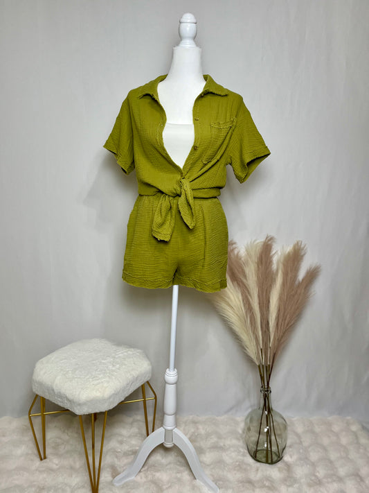 Summer Button Up Short Set