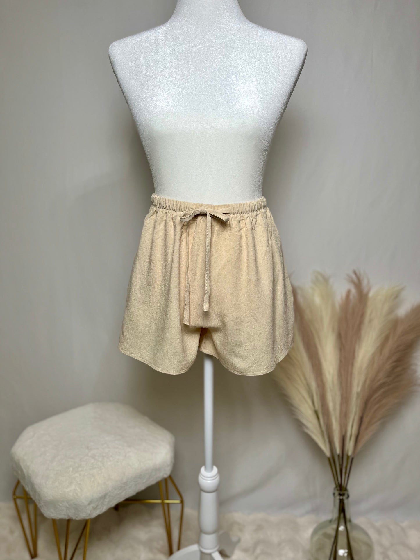 Beige Tank Top and Shorts Set