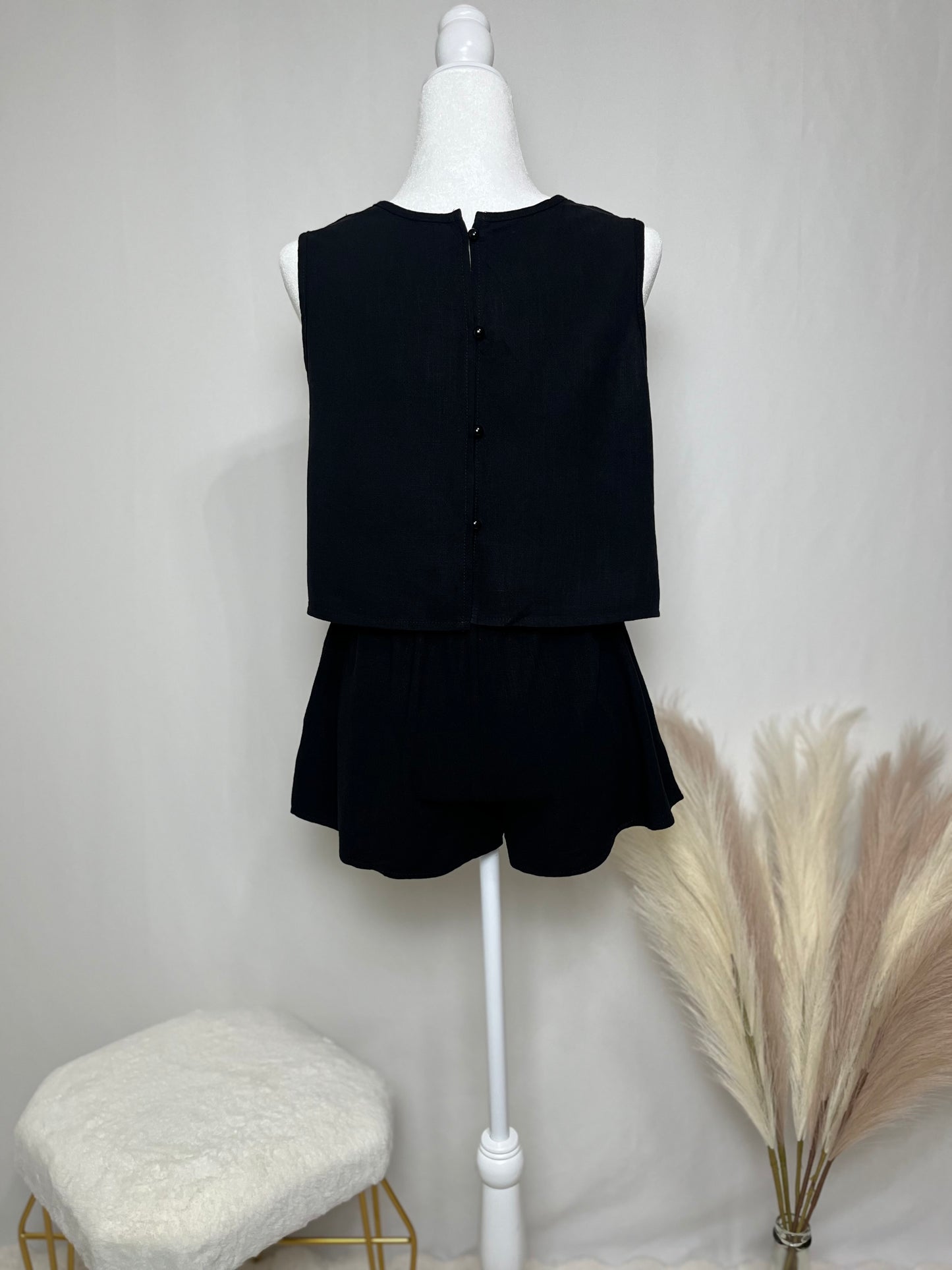Black Tank Top and Shorts Set