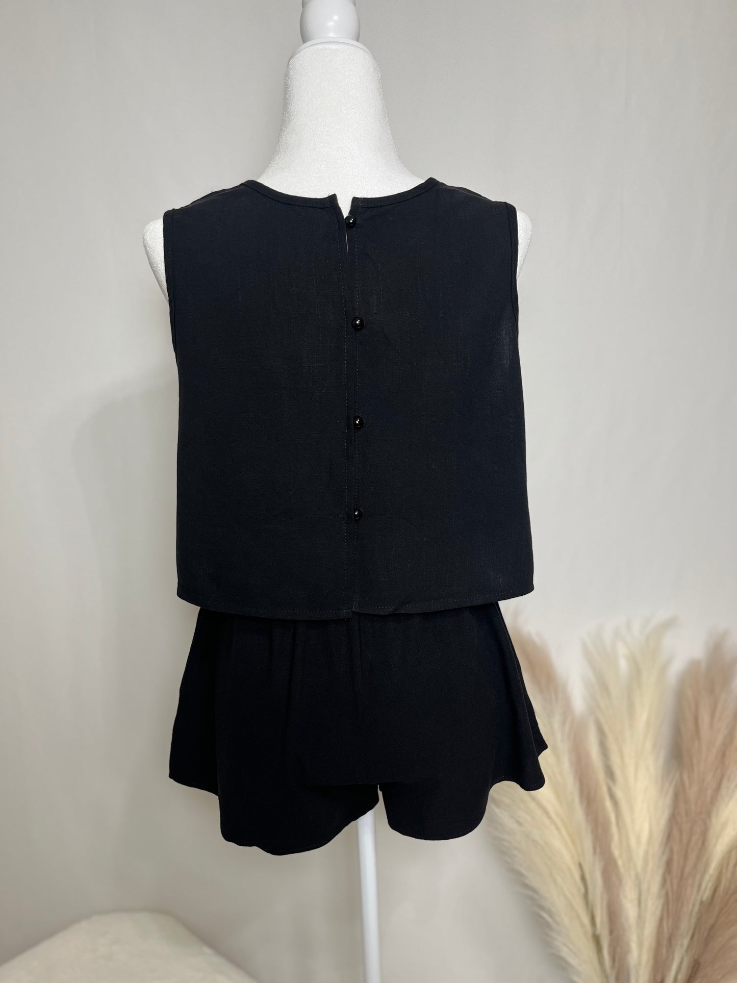 Black Tank Top and Shorts Set